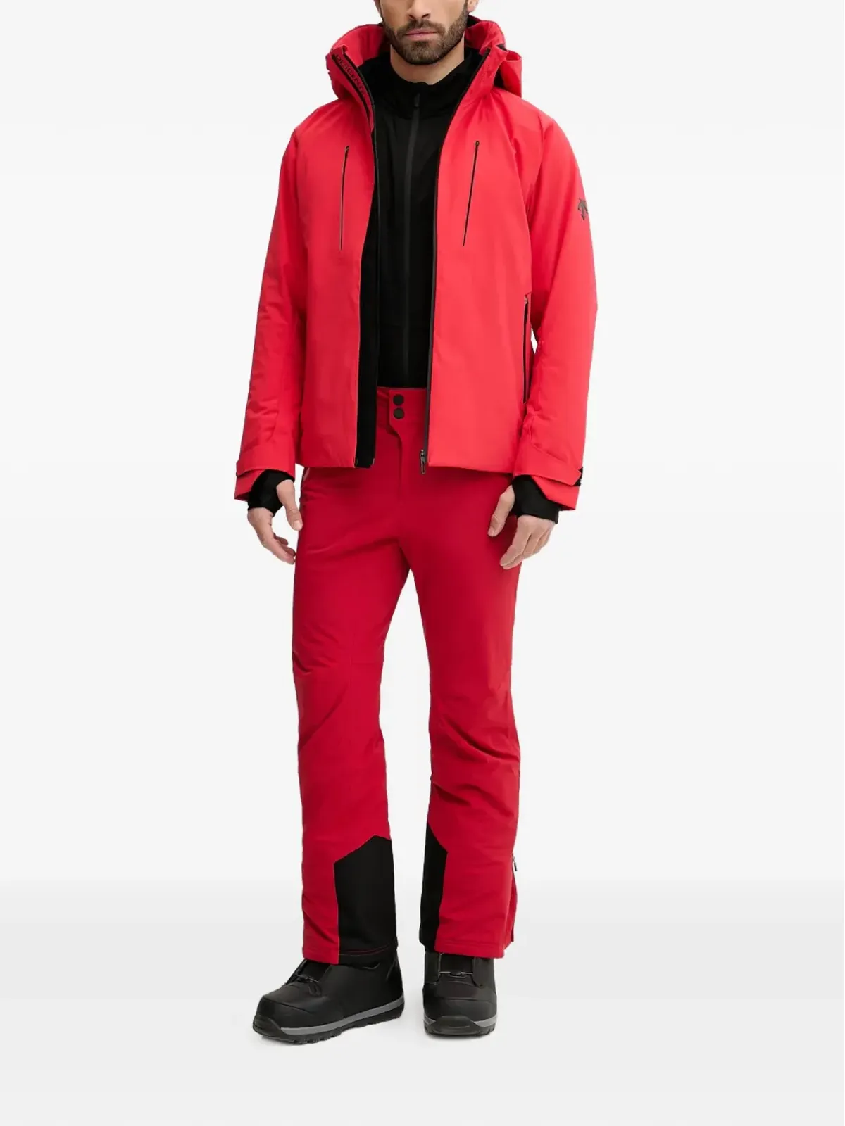 DESCENTE フード付きジップスキージャケット レッド - 画像2