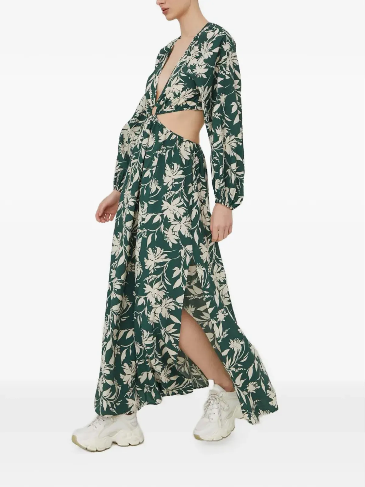 Abercrombie & Fitch 花柄プリントのカットアウトマキシドレス - グリーン - 画像1