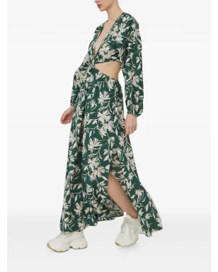 Abercrombie & Fitch 花柄プリントのカットアウトマキシドレス - グリーン - サムネイル1