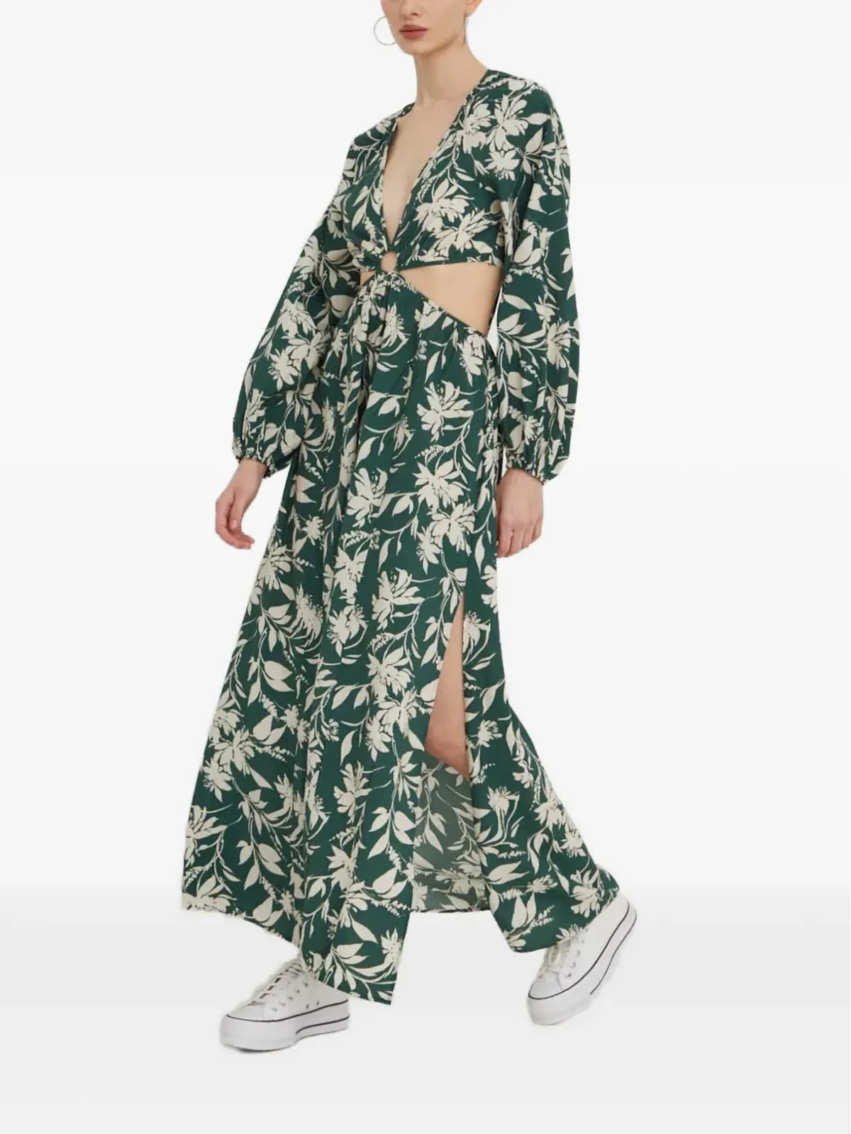 Abercrombie & Fitch 花柄プリントのカットアウトマキシドレス - グリーン - 画像2