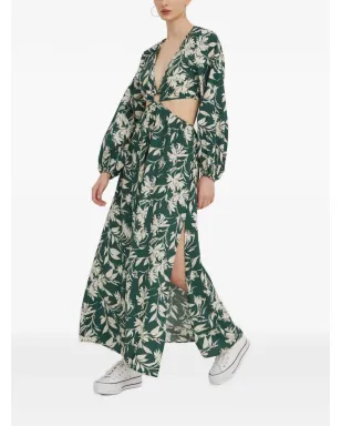 Abercrombie & Fitch 花柄プリントのカットアウトマキシドレス - グリーン - サムネイル2