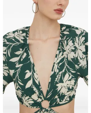 Abercrombie & Fitch 花柄プリントのカットアウトマキシドレス - グリーン - サムネイル4