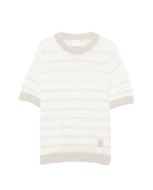 Eleventy Kids ストライプ柄クルーネックTシャツ - ホワイト - サムネイル1