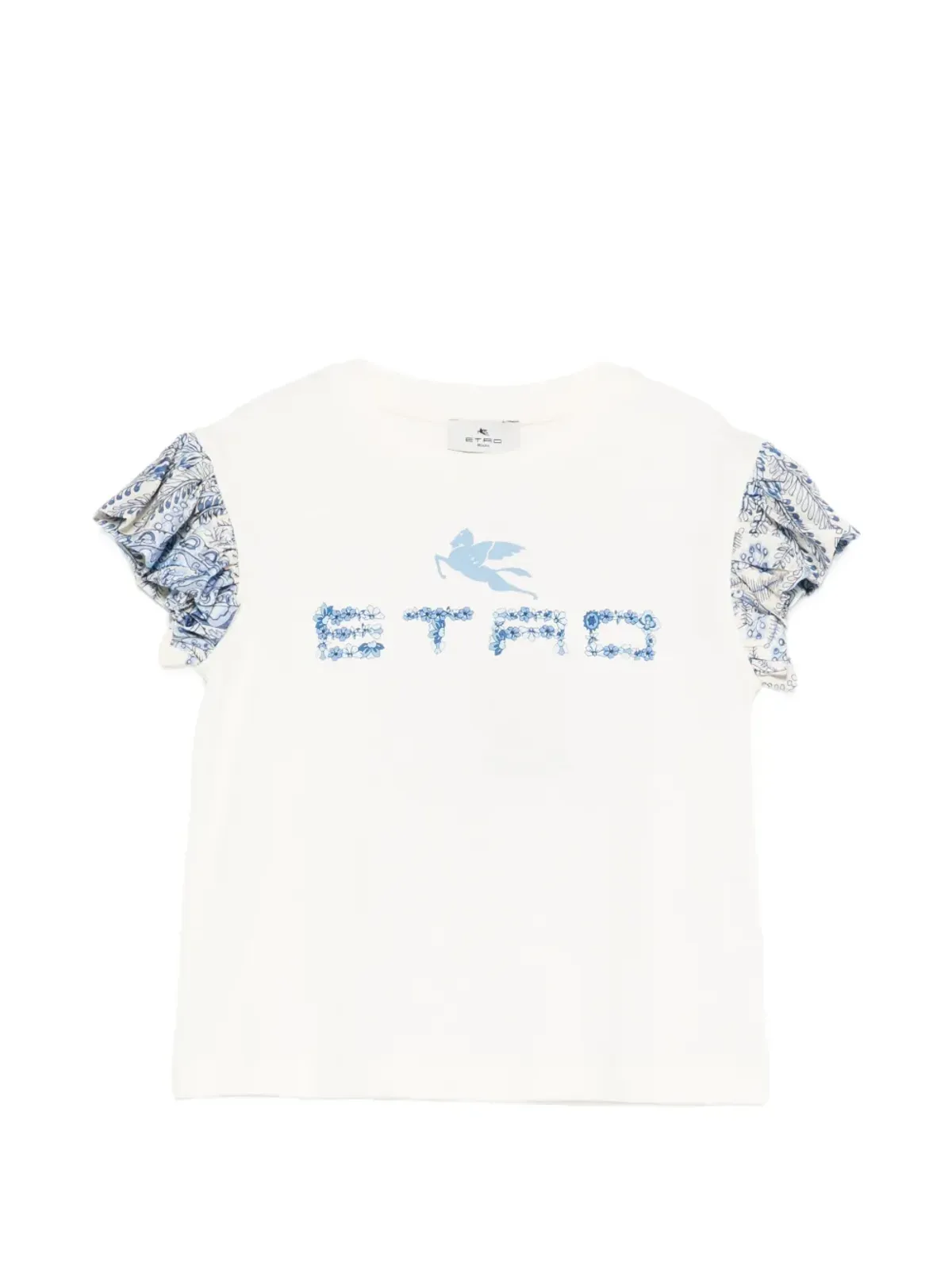 ETRO KIDS 花柄プリントのフリル付きTシャツ - 画像1