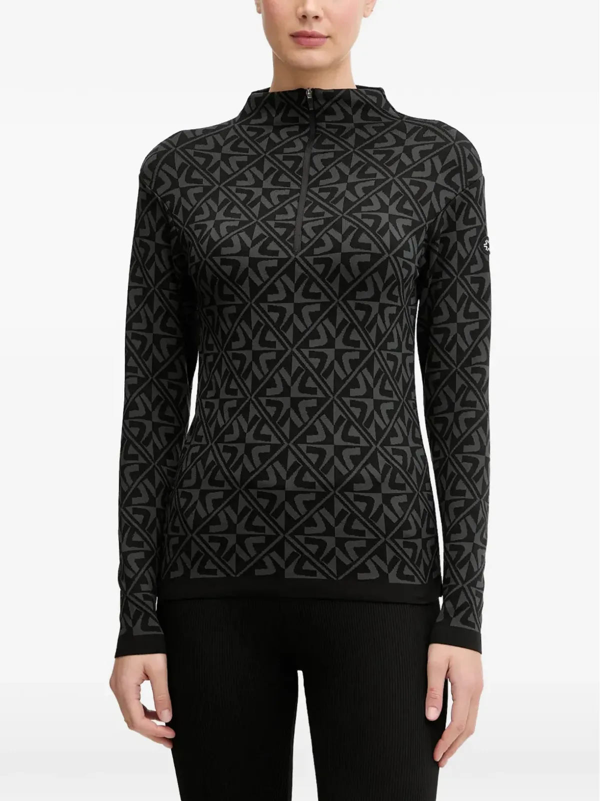 NEWLAND geometric-pattern zip-fastening sweatshirt - Black - 画像1