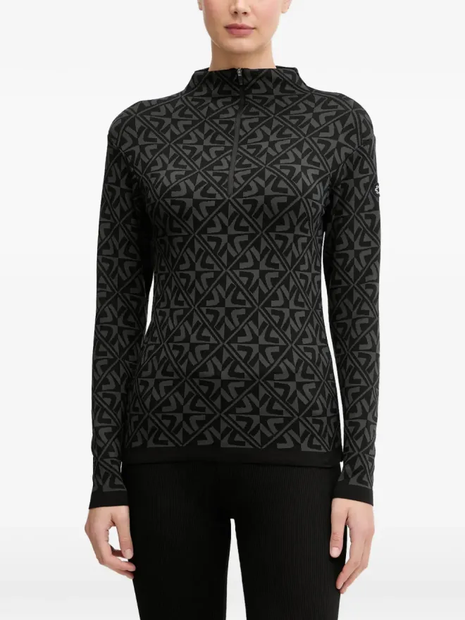 NEWLAND NEWLAND geometric-pattern zip-fastening sweatshirt - Blackの商品画像