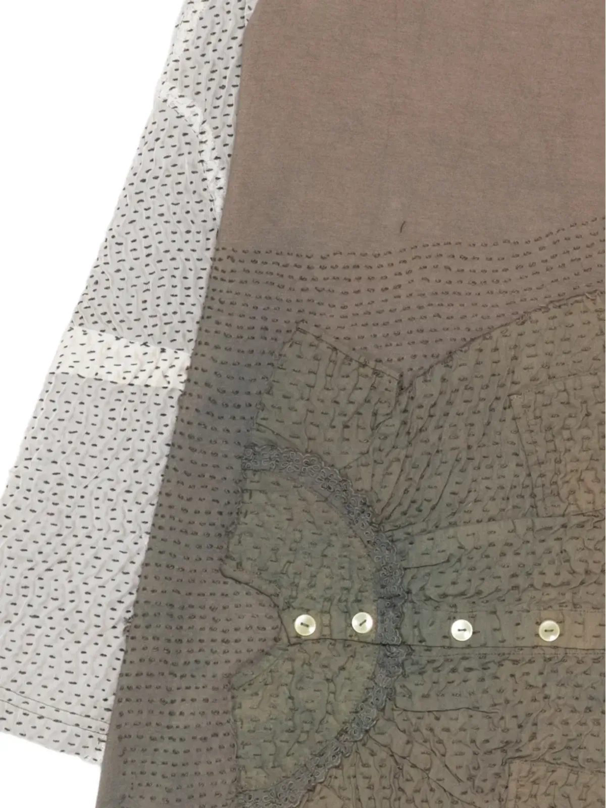 By Walid パッチワーク ボタン付き Tシャツ - 画像3