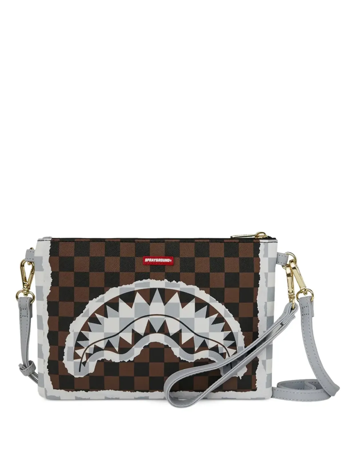 Sprayground サメ柄クラッチバッグ ブラウン - 画像1