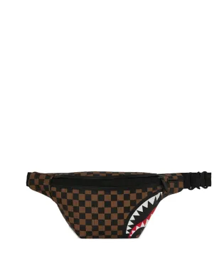 Sprayground チェック柄シャークモチーフ ベルトバッグ ブラウン - サムネイル1