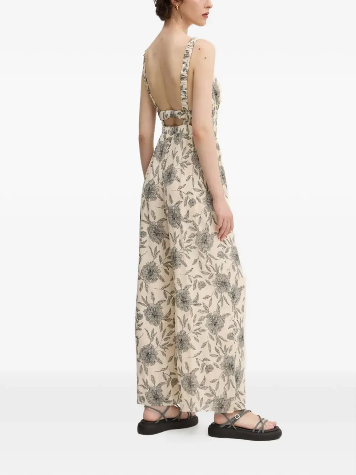 Abercrombie & Fitch Vネック花柄ノースリーブジャンプスーツ - 画像4