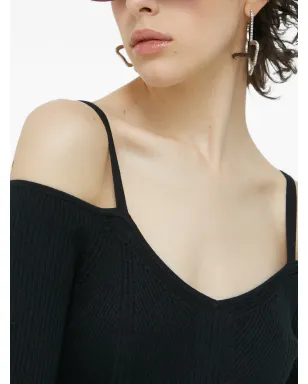 Abercrombie & Fitch オフショルダー Vネック ミディドレス - ブラック - サムネイル5