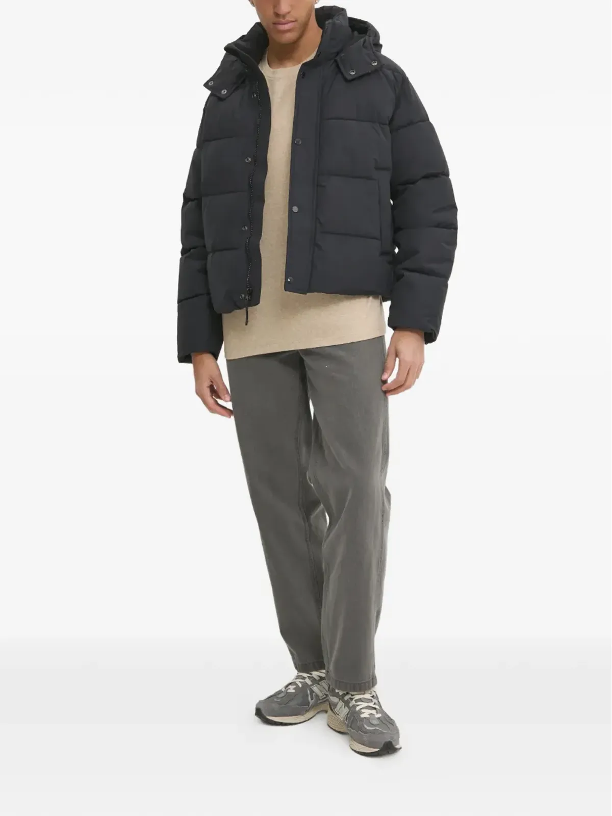 Abercrombie & Fitch ボタン留めフードジャケット ブラック - 画像2