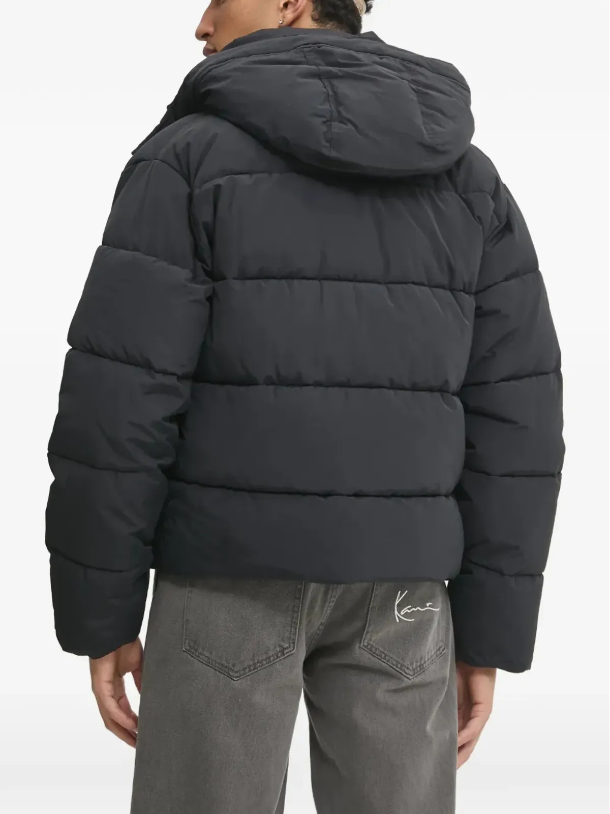 Abercrombie & Fitch ボタン留めフードジャケット ブラック - 画像3