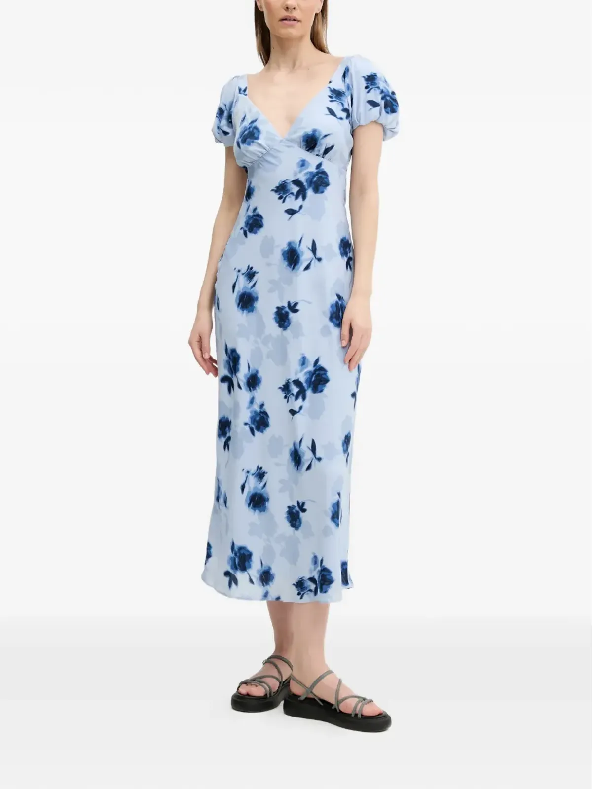 Abercrombie & Fitch 花柄プリント パフスリーブ ミディドレス - 画像2