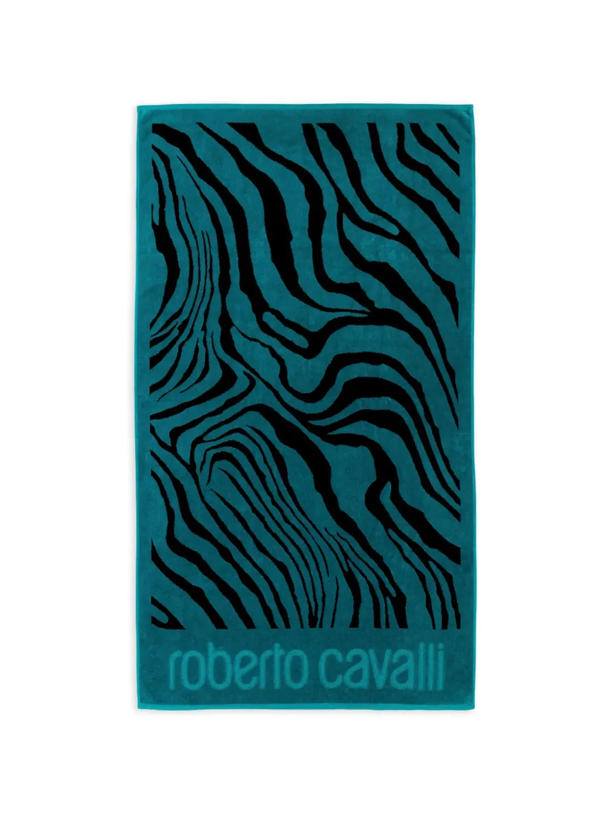 Roberto Cavalli ゼブラ柄 2000 ビーチタオル ブルー - 画像1