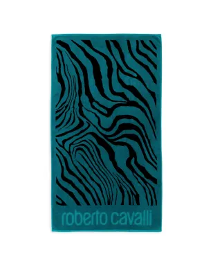 Roberto Cavalli ゼブラ柄 2000 ビーチタオル ブルー - サムネイル1
