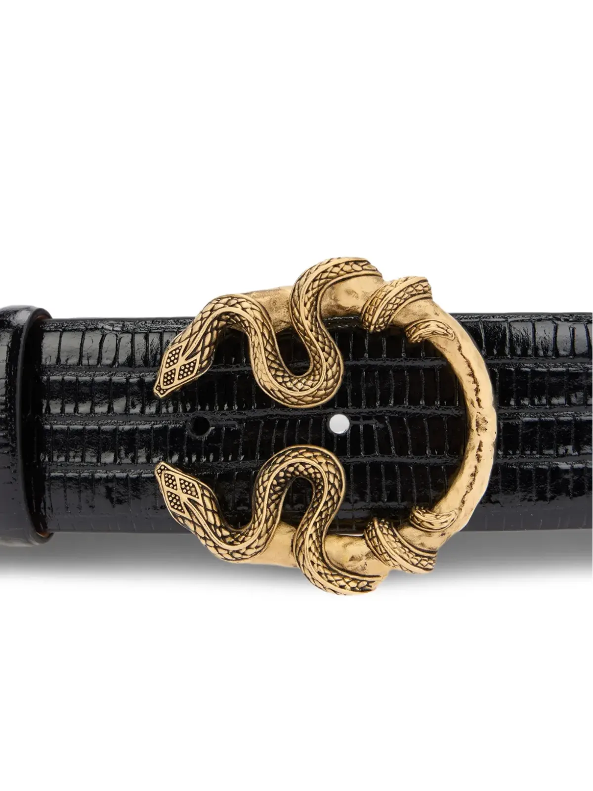 Roberto Cavalli Serpentine buckle leather belt - Black - 画像3