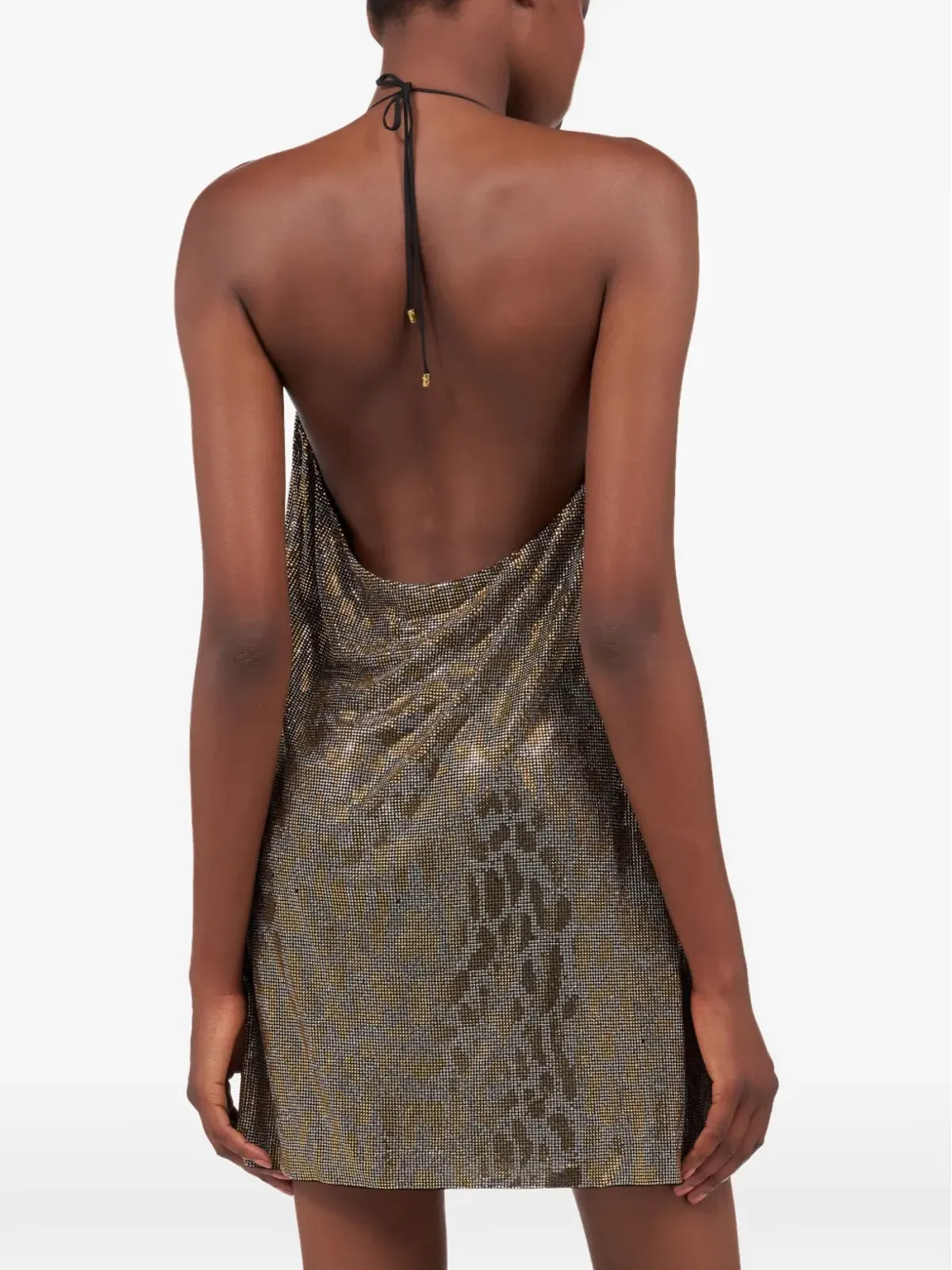 Roberto Cavalli ラインストーンVネックミニドレス - ゴールド - 画像4