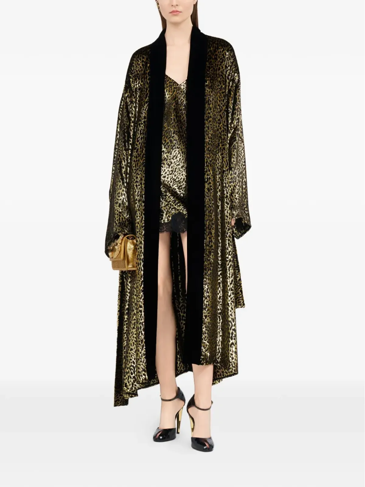 Roberto Cavalli レオパード柄レースのスリップドレス - 画像2