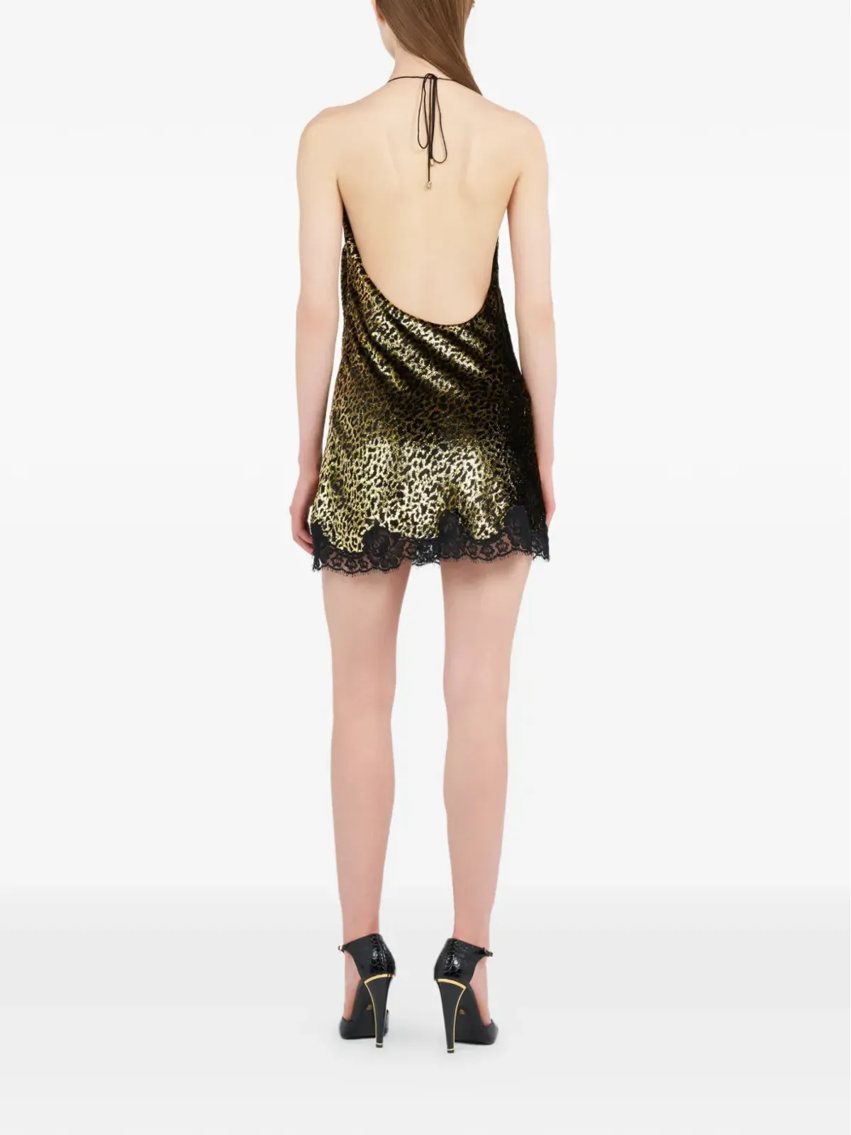 Roberto Cavalli レオパード柄レースのスリップドレス - 画像4