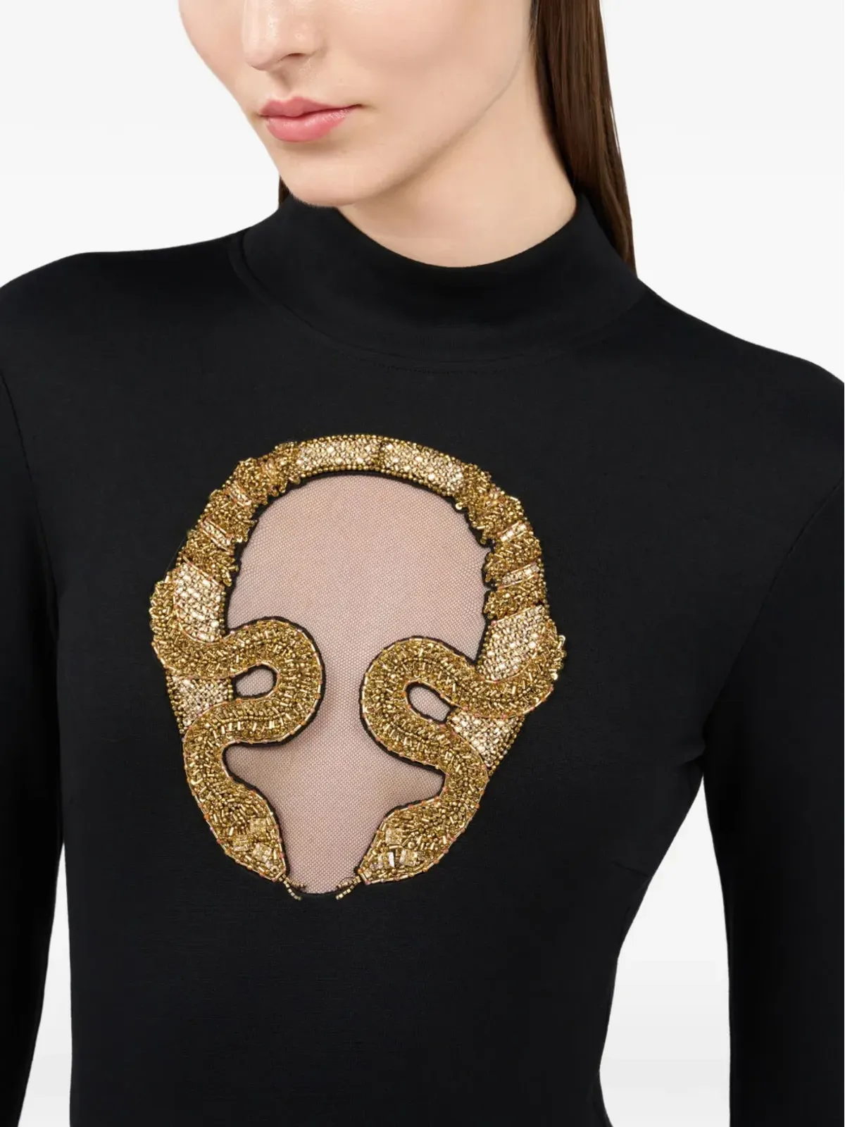 Roberto Cavalli エンブロイダード長袖トップ - Black - 画像5