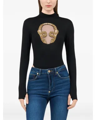 Roberto Cavalli エンブロイダード長袖トップ - Black - サムネイル3