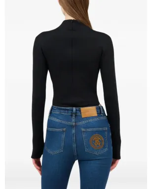 Roberto Cavalli エンブロイダード長袖トップ - Black - サムネイル4