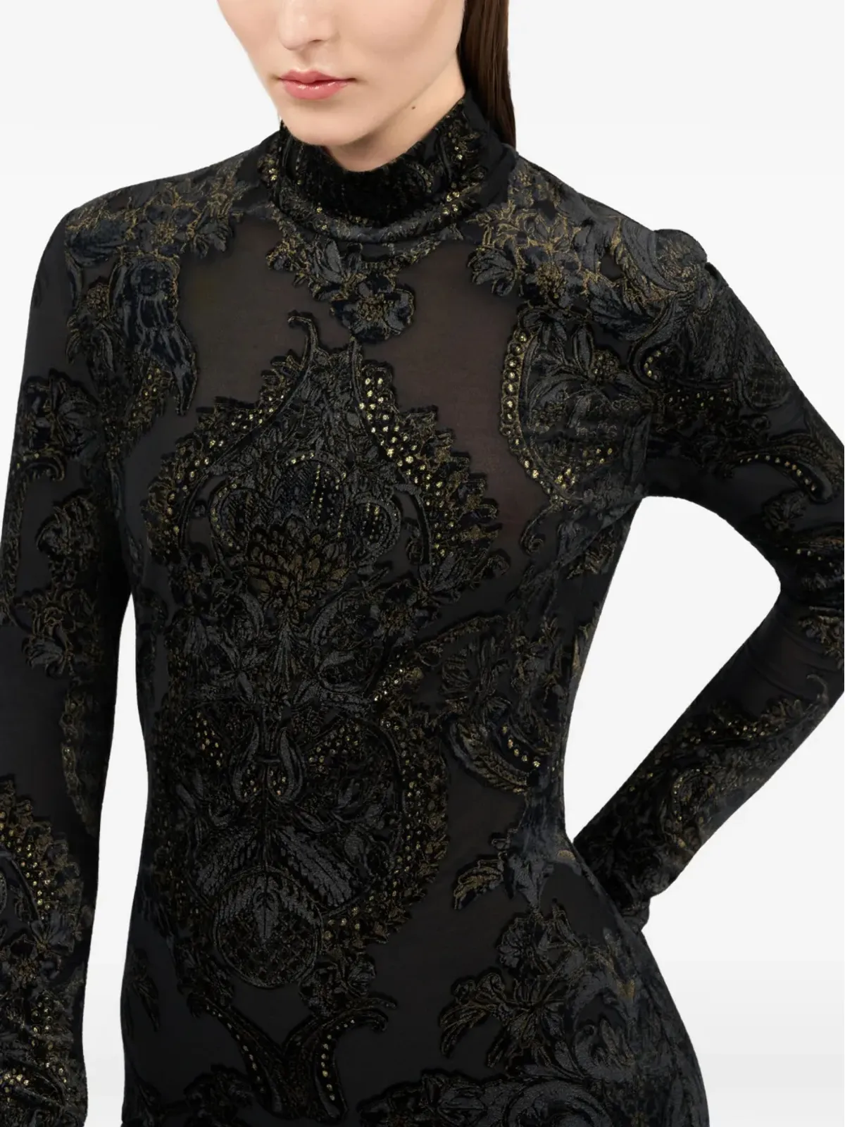 Roberto Cavalli 装飾柄モックネックドレス - 画像5