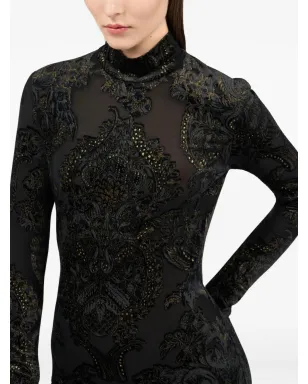 Roberto Cavalli 装飾柄モックネックドレス - サムネイル5