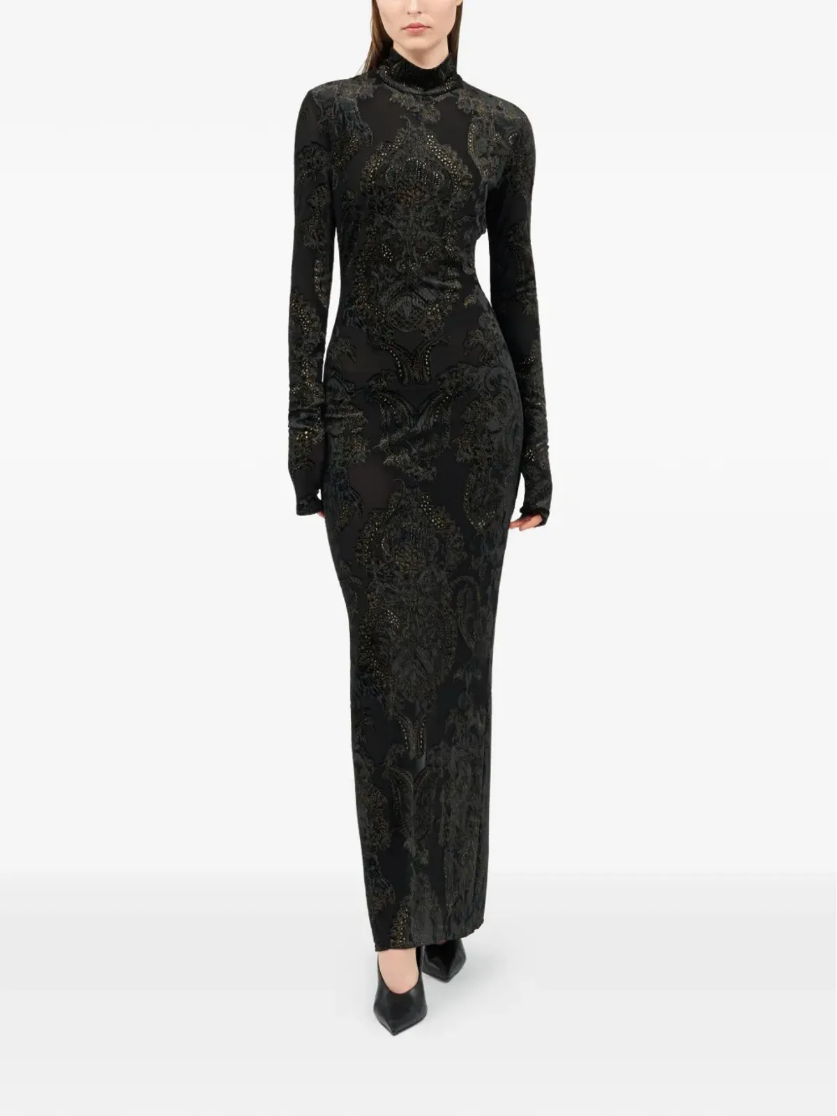 Roberto Cavalli 装飾柄モックネックドレス - 画像2