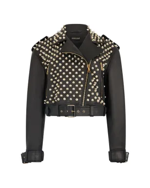 Roberto Cavalli スタッズ付きベルトレザージャケット - サムネイル1