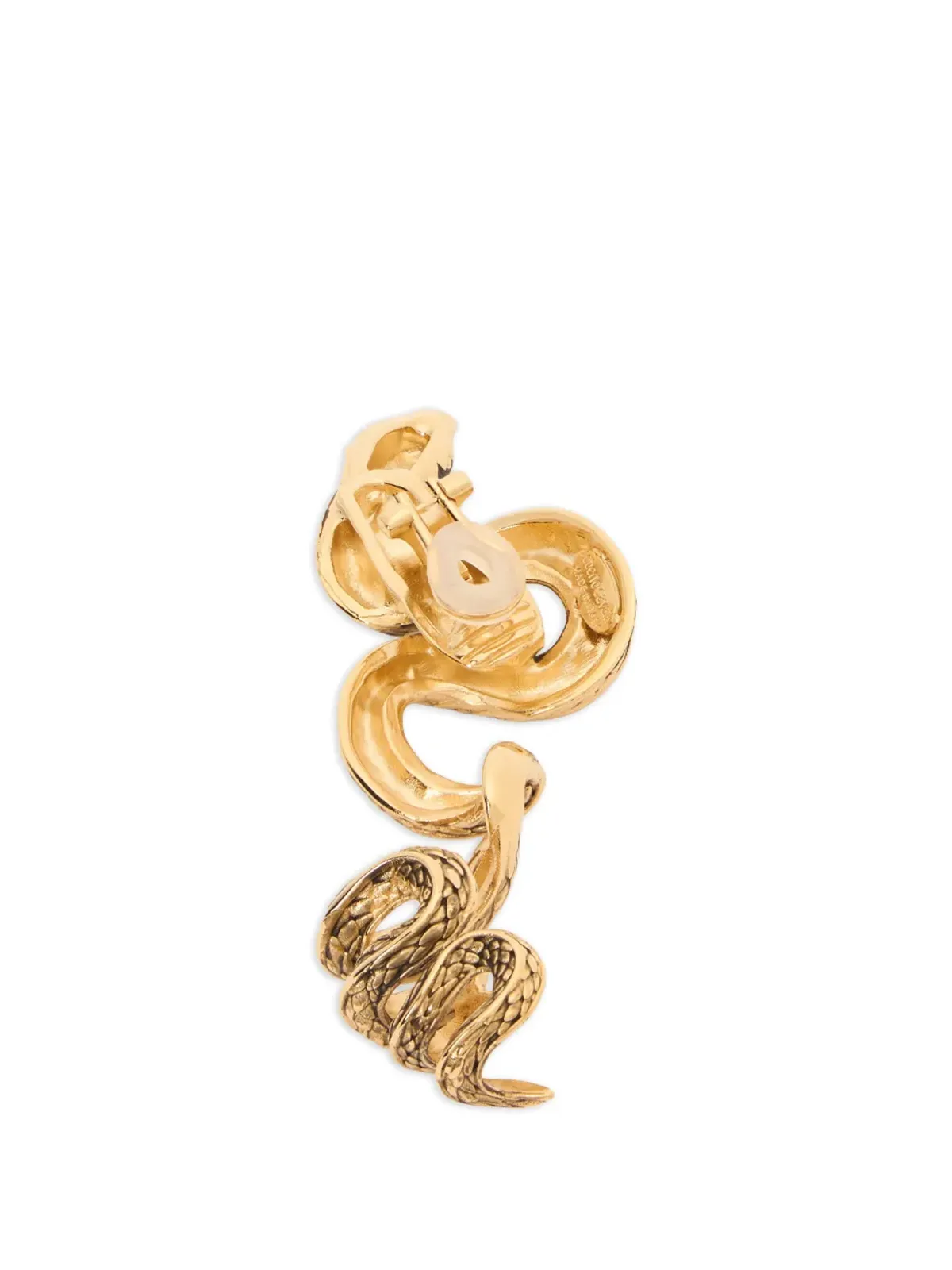 Roberto Cavalli 蛇行デザインのゴールドトーンイヤリング - 画像3