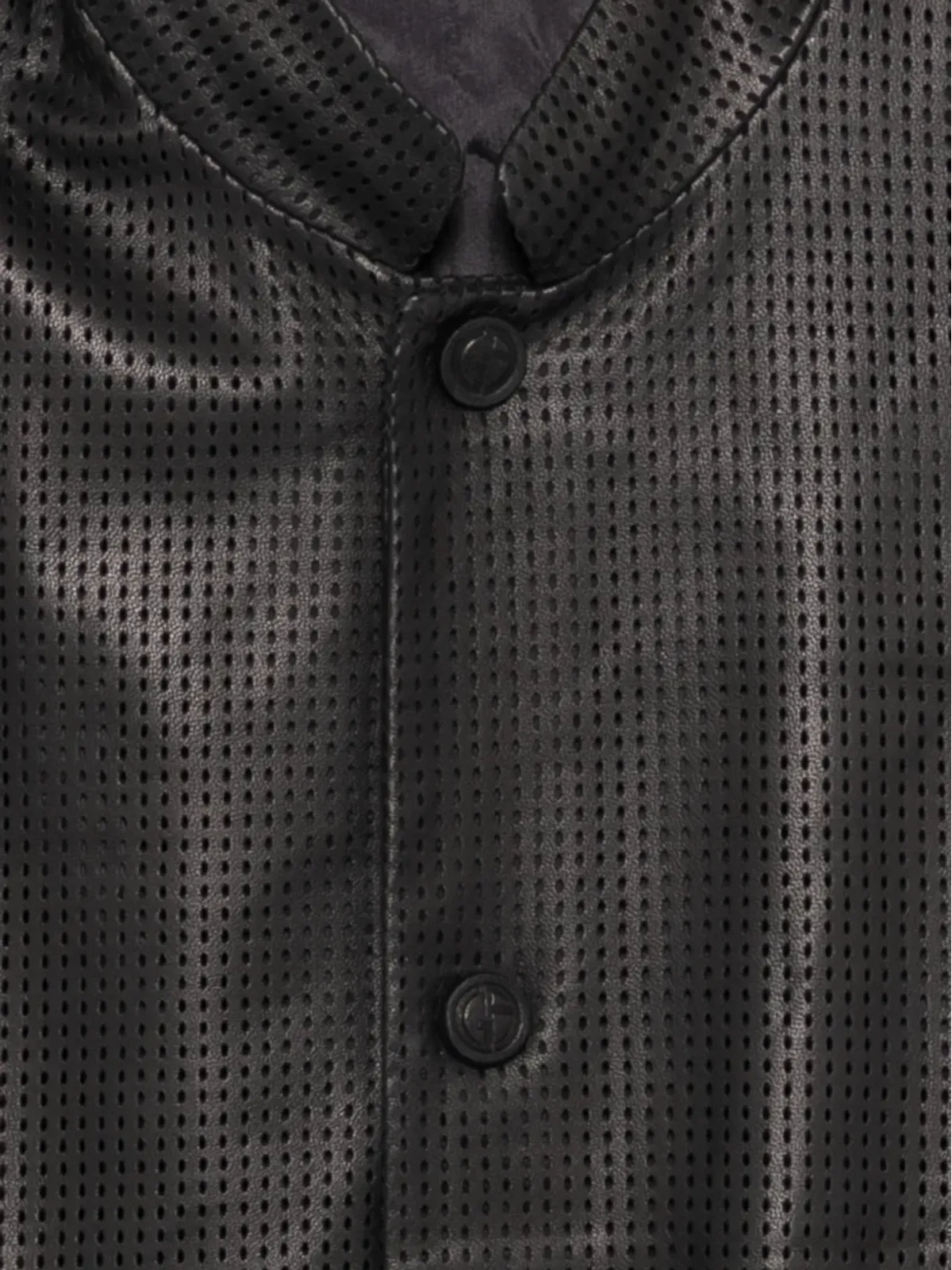 Giorgio Armani パンチングレザージャケット ブラック - 画像3
