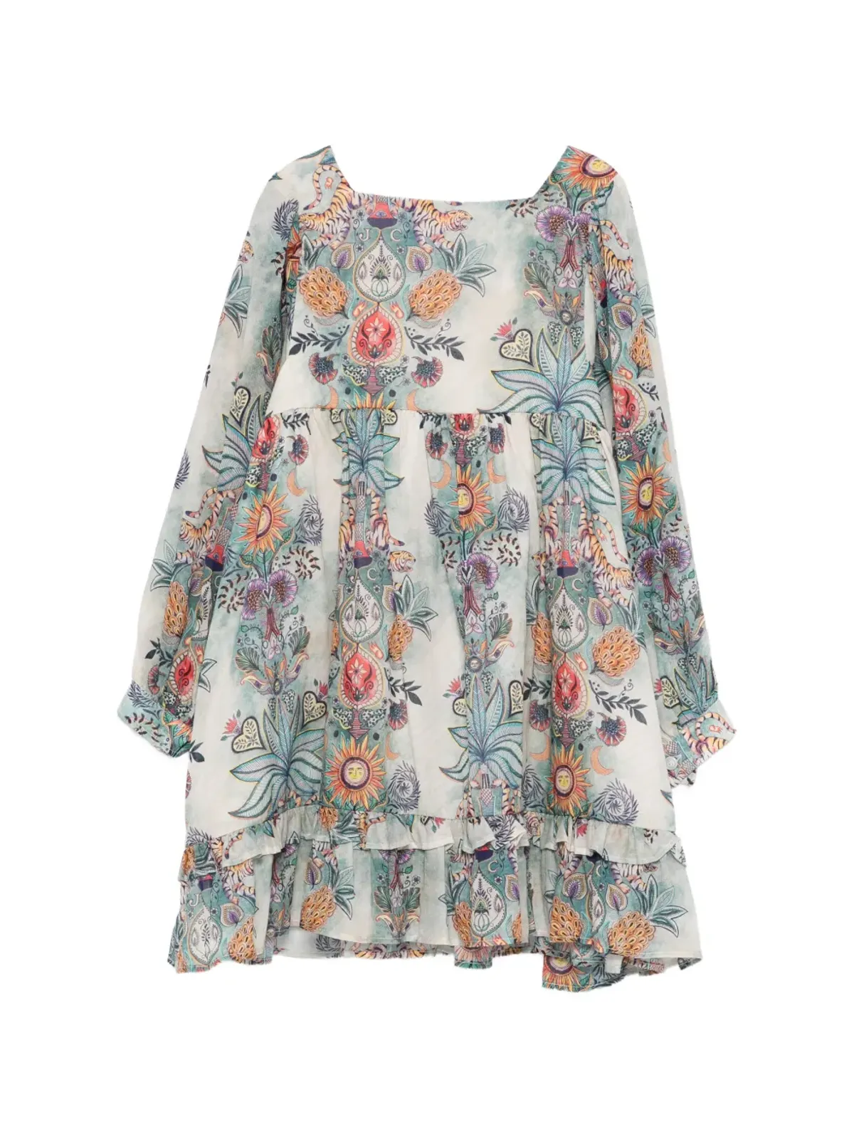 Roberto Cavalli Junior リトルローグ ラッフル長袖ドレス - ニュートラルカラー - 画像2