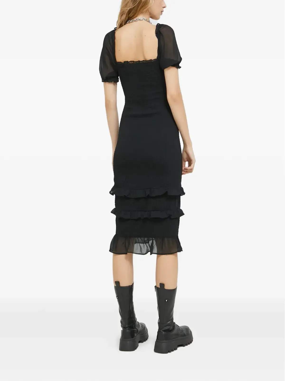 Abercrombie & Fitch スクエアネック・ミディドレス - ブラック - 画像3