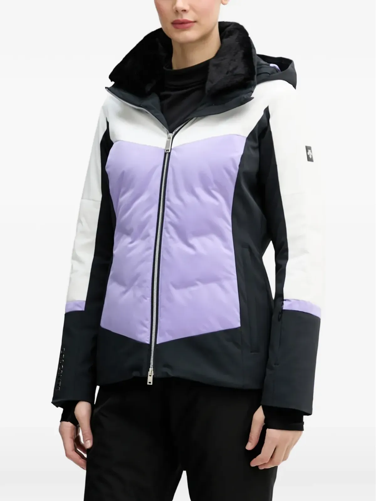 DESCENTE カラー ブロック フード付き スキージャケット - 画像1