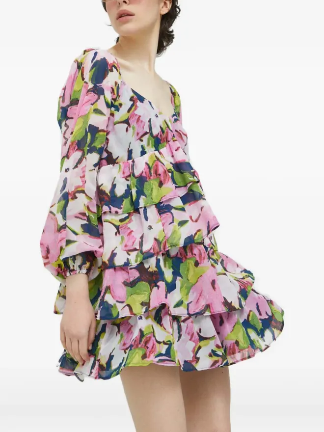 Abercrombie & Fitch Abercrombie & Fitch 花柄プリント ティアード ミニドレスの商品画像