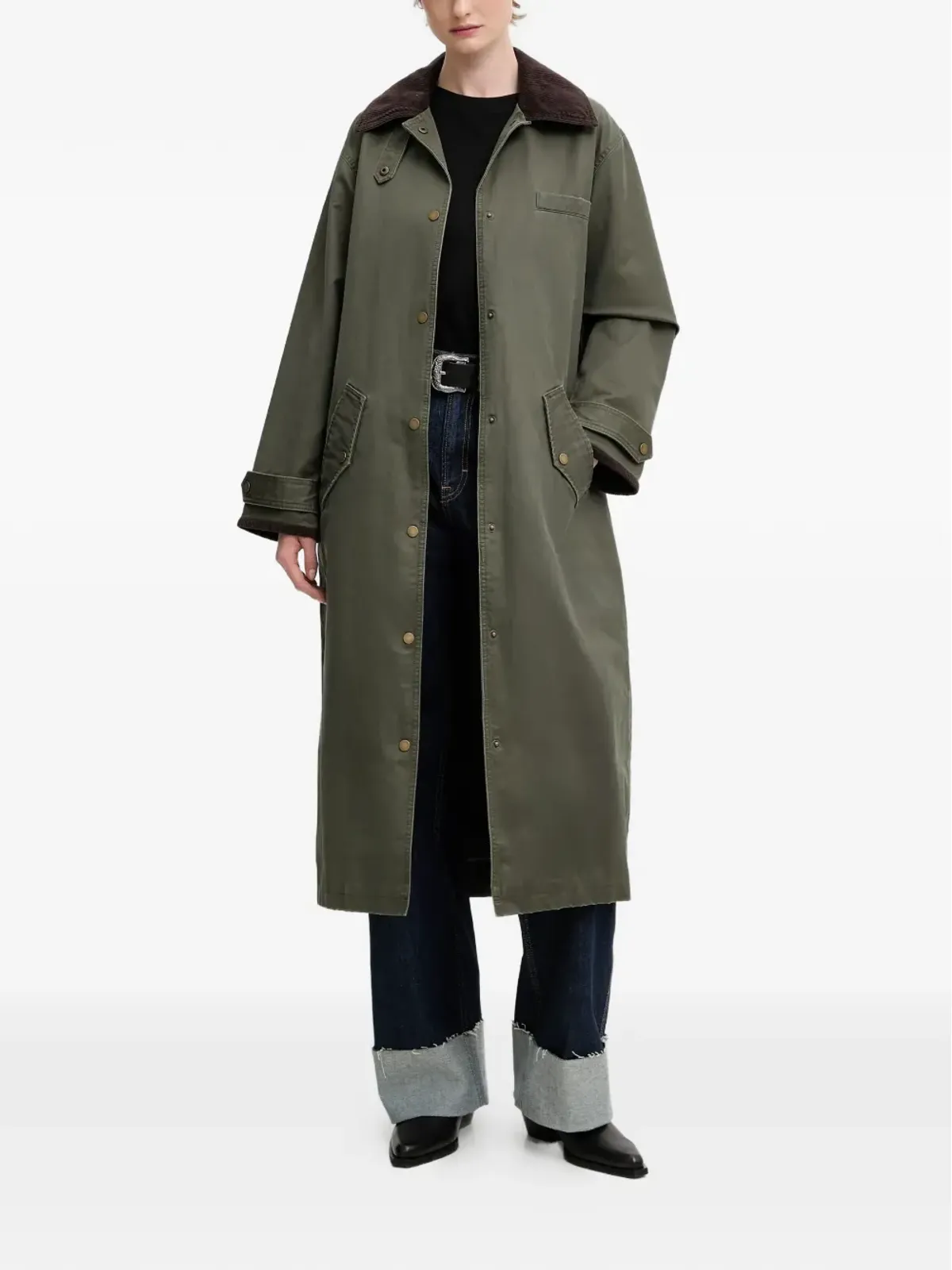 Abercrombie & Fitch コーデュロイ衿付きコート - グリーン - 画像2