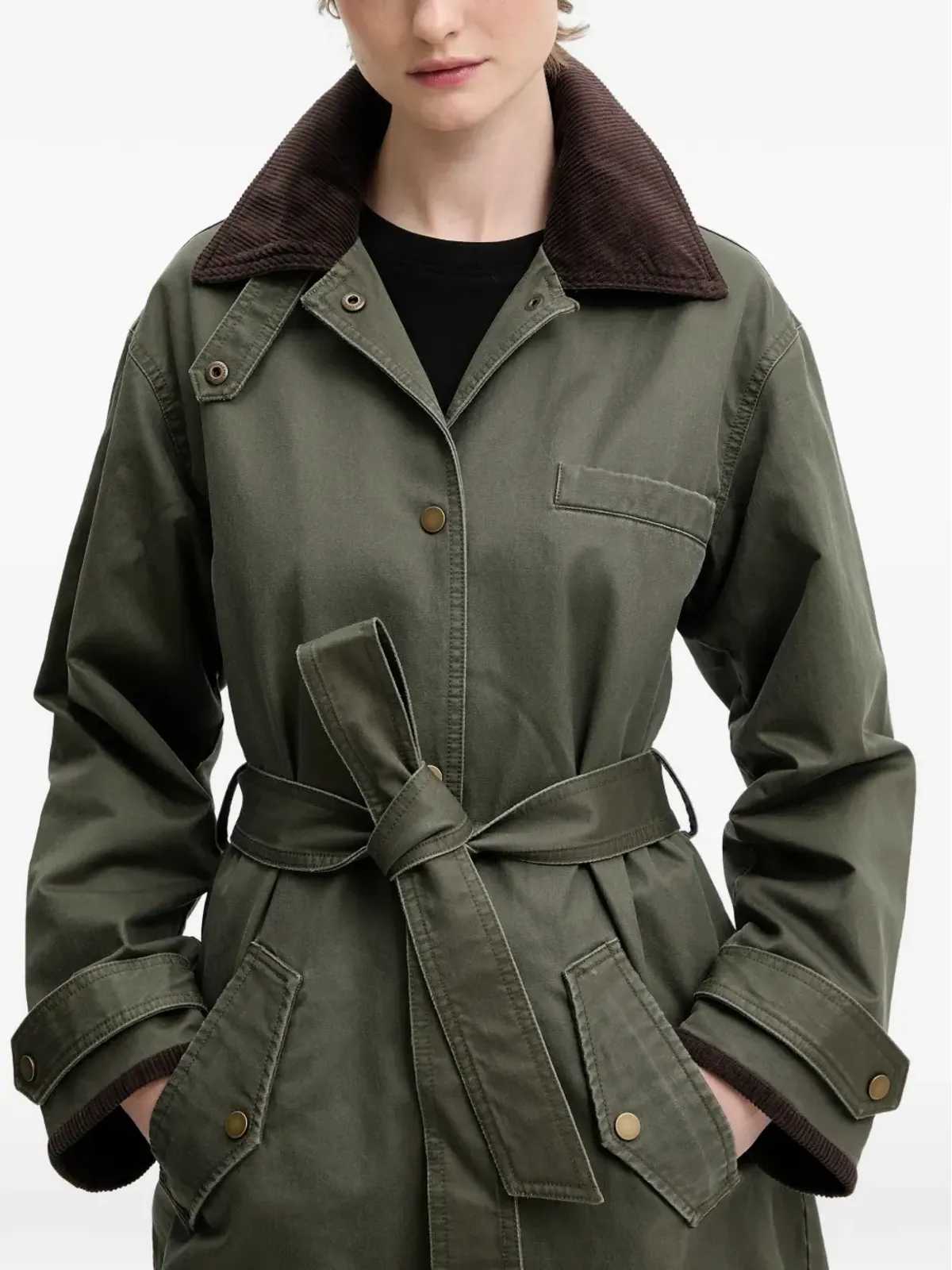 Abercrombie & Fitch コーデュロイ衿付きコート - グリーン - 画像4