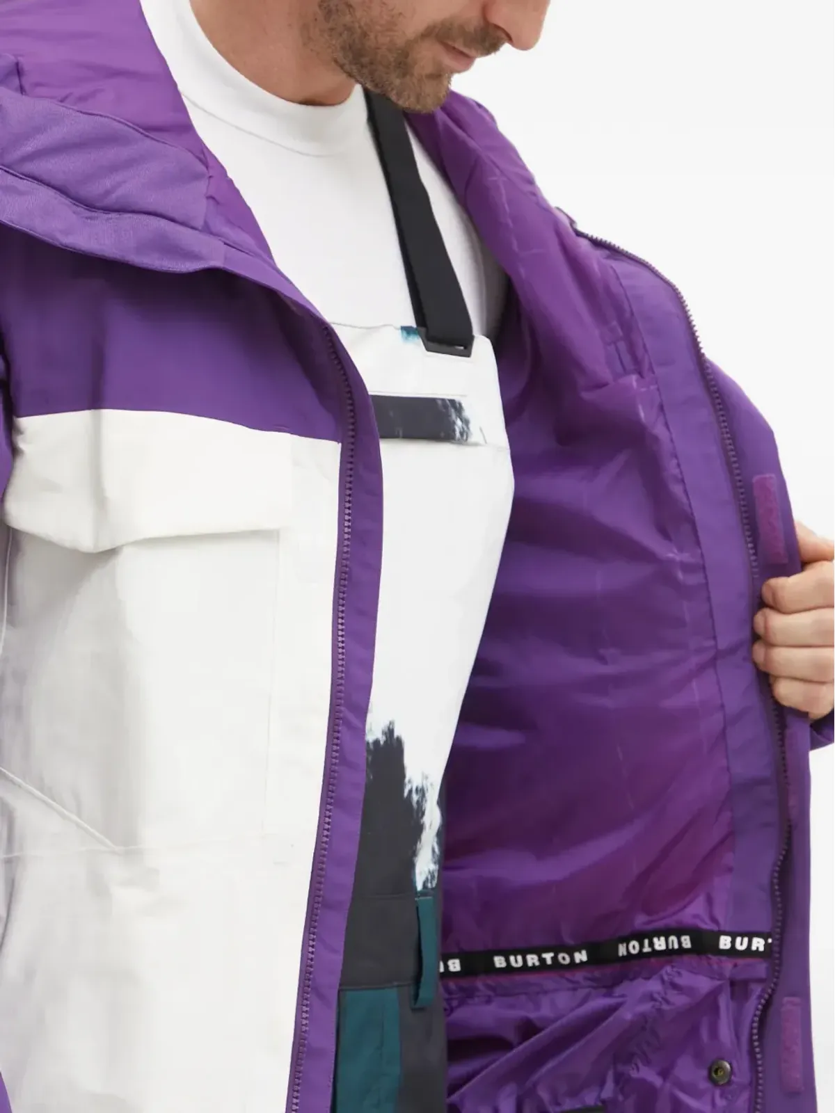 Burton カラー・ブロック フード付きスキージャケット - 紫 - 画像5