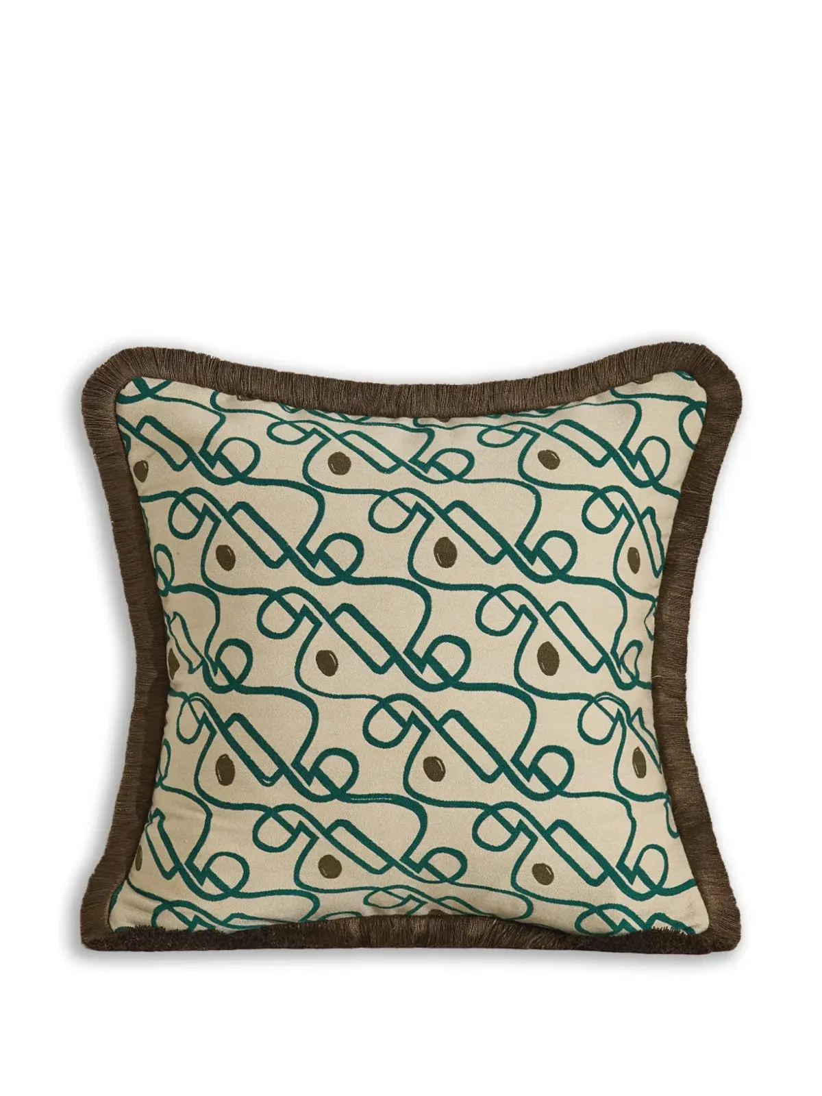 Soho Home Tilney patterned fringed cushion - Neutrals - 画像1