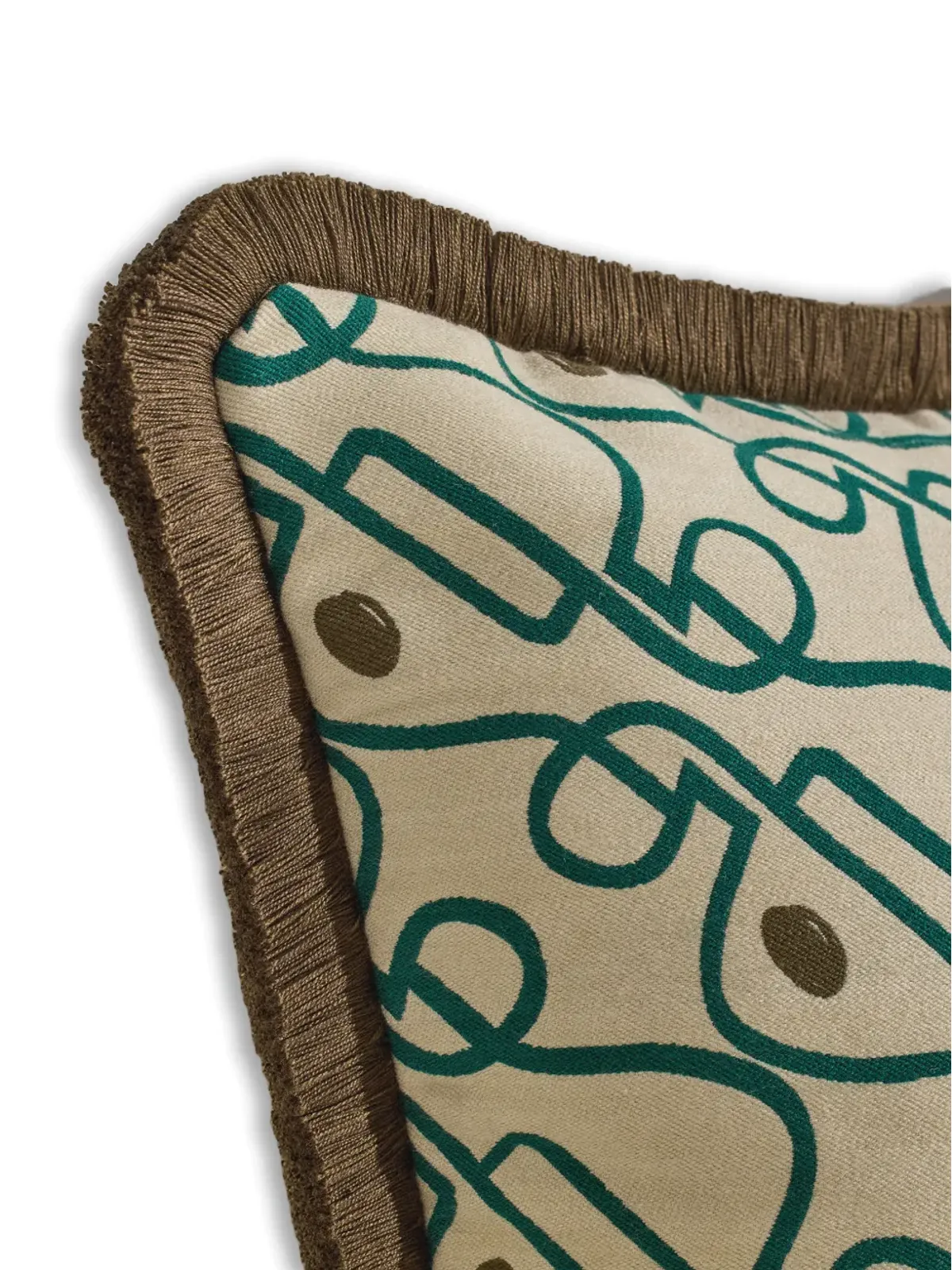Soho Home Tilney patterned fringed cushion - Neutrals - 画像3