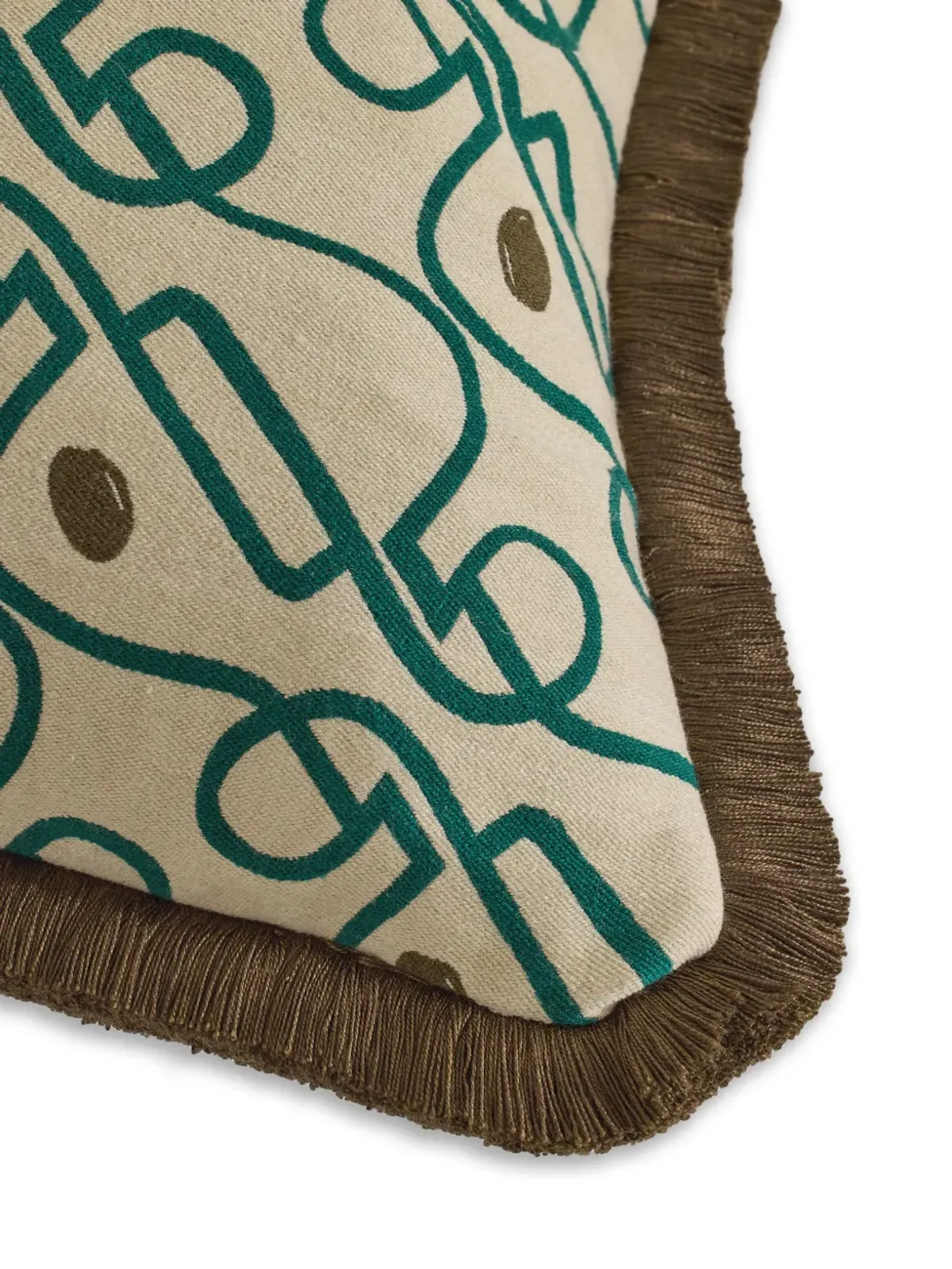 Soho Home Tilney patterned fringed cushion - Neutrals - 画像4