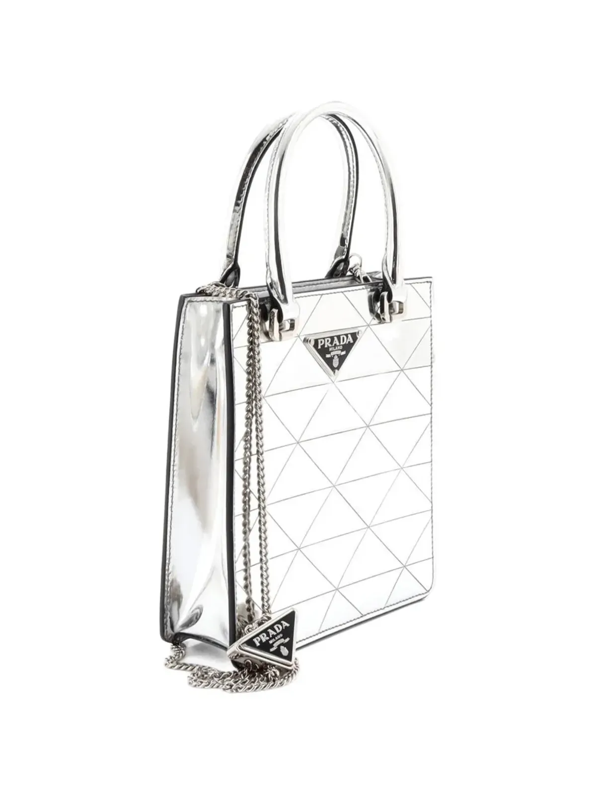 Prada Pre-Owned トライアングル スパッザロート レザー トートバッグ - 画像3