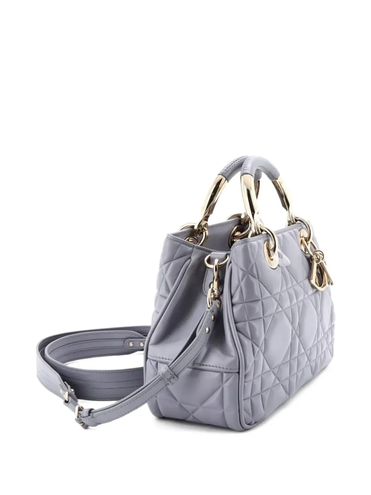Christian Dior Pre-Owned レディ95.22 バッグ キャナージ エンボスレザー ショルダーバッグ グレー - 画像3