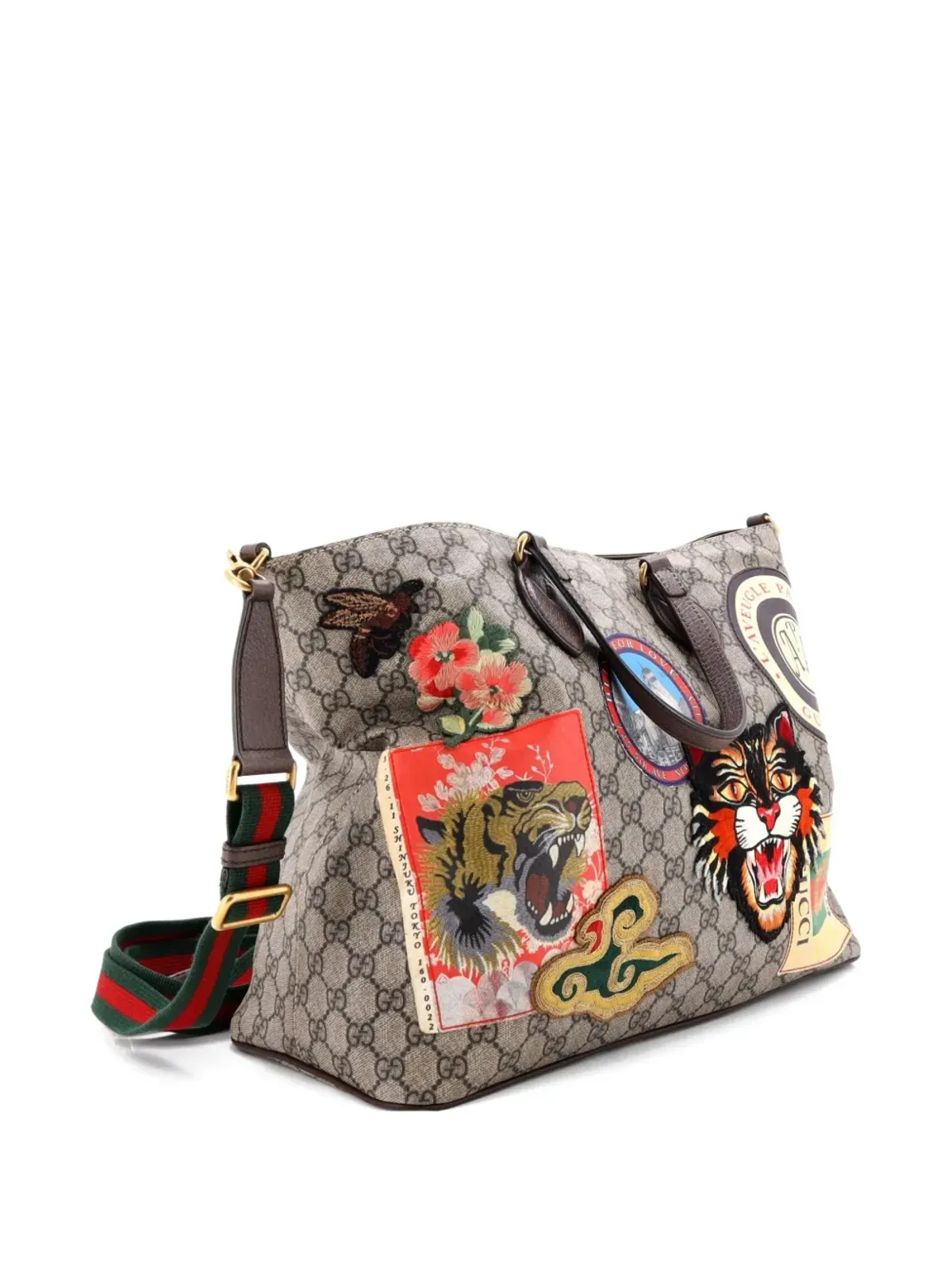 Gucci ビンテージ Courrier Convertible Soft Open GG コーテッドキャンバス アップリケ付き トートバッグ - 画像3
