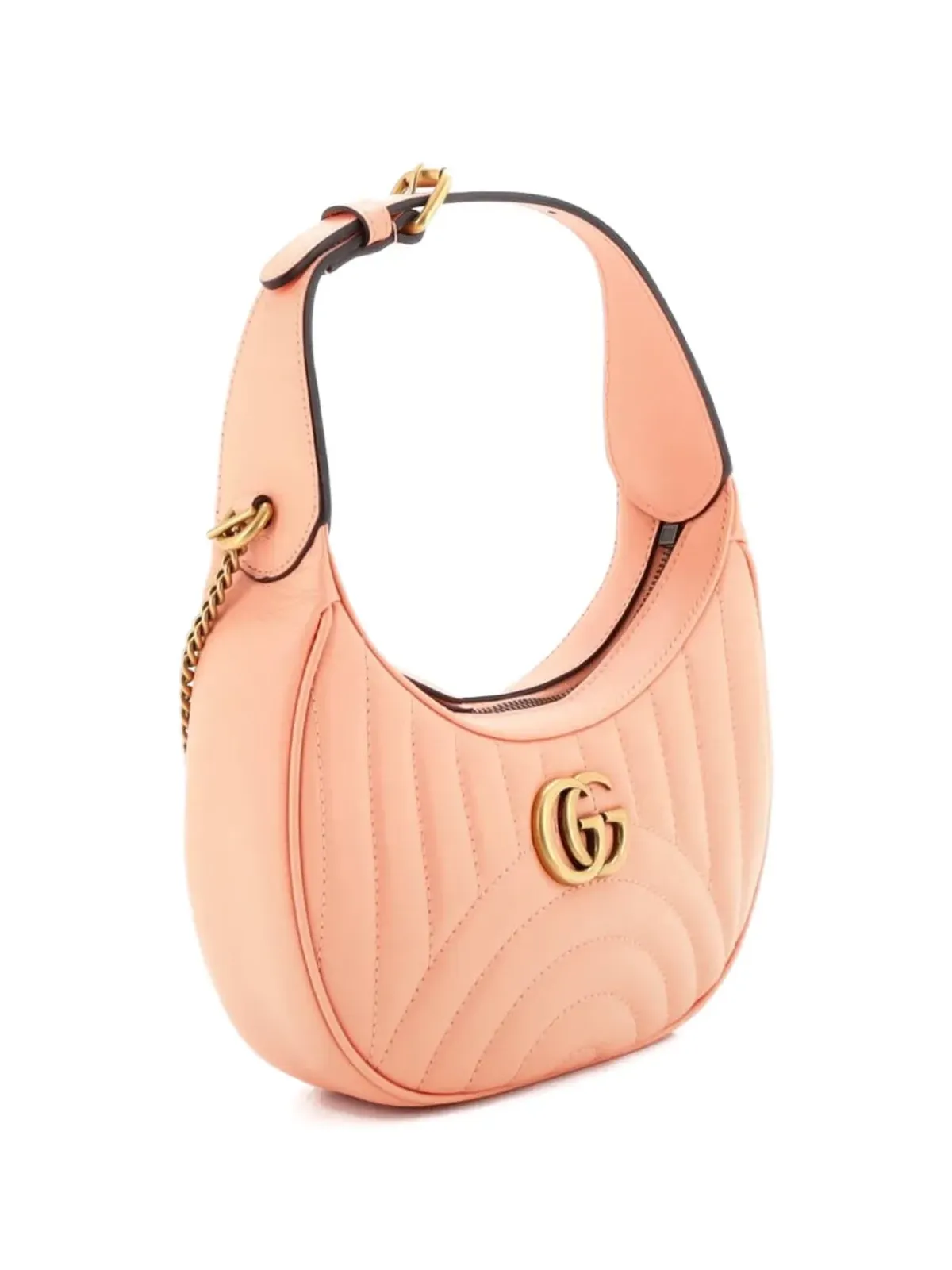 Gucci Pre-Owned GG Marmont 半月型マテラッセ レザー ホーボーバッグ ピンク - 画像3