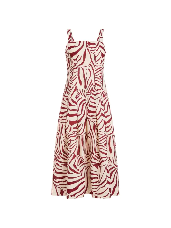 Marie Oliver Marie Oliver Dixon zebra-print midi dress - Neutralsの商品画像