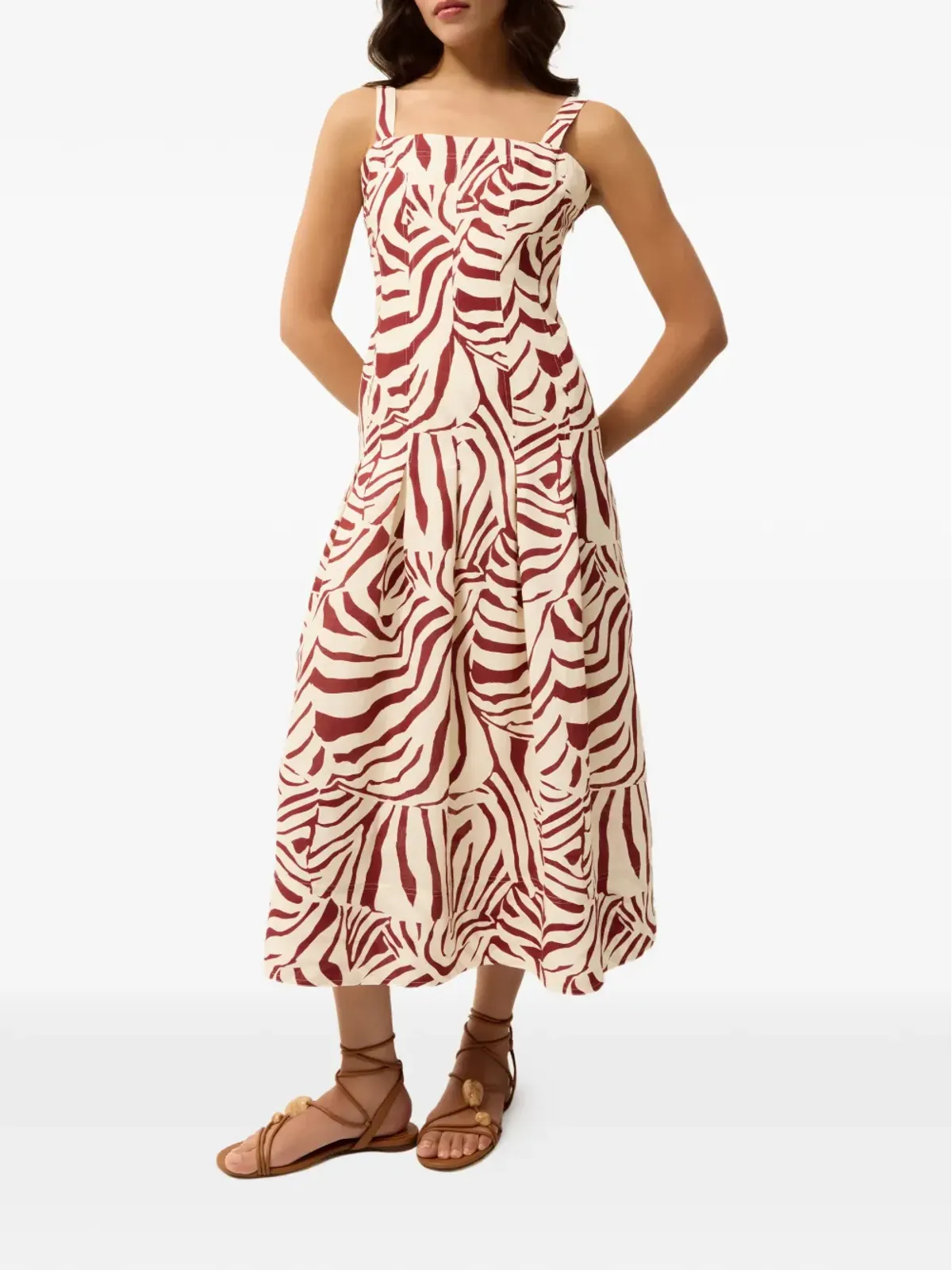 Marie Oliver Dixon zebra-print midi dress - Neutrals - 画像2