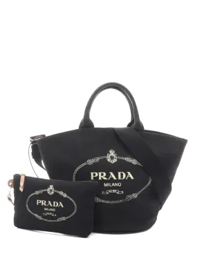 Prada Pre-Owned 2000s canvas 2way handbag - Black - サムネイル1